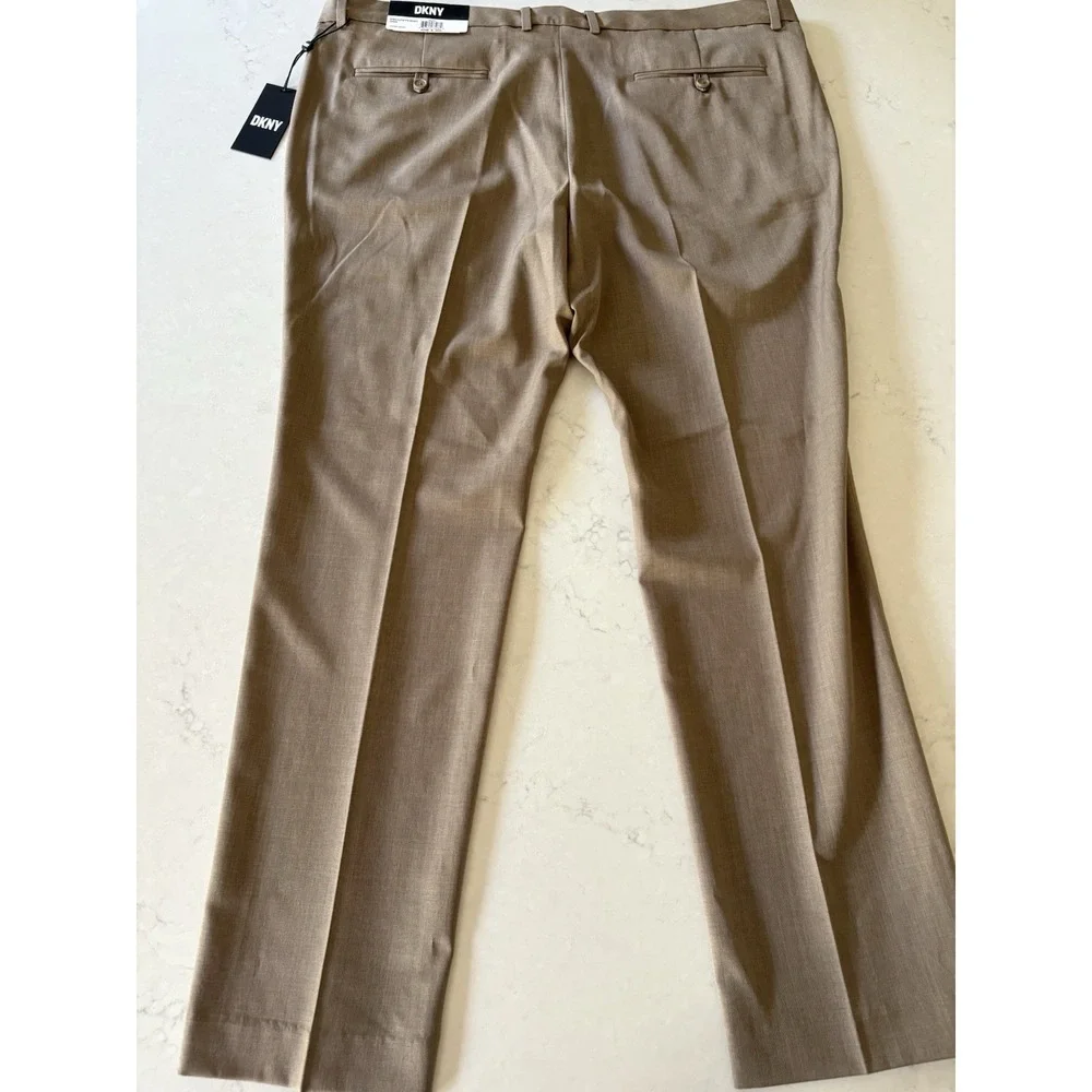 DKNY‎ 40x30 Tan Brown Men's Flat Front Dress Pants NWT
